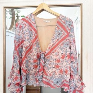 Tularosa  Floral Red and Blue Women's Top